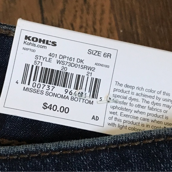 Sonoma Bootcut Jeans Size 6 - NEW - Picture 6 of 9